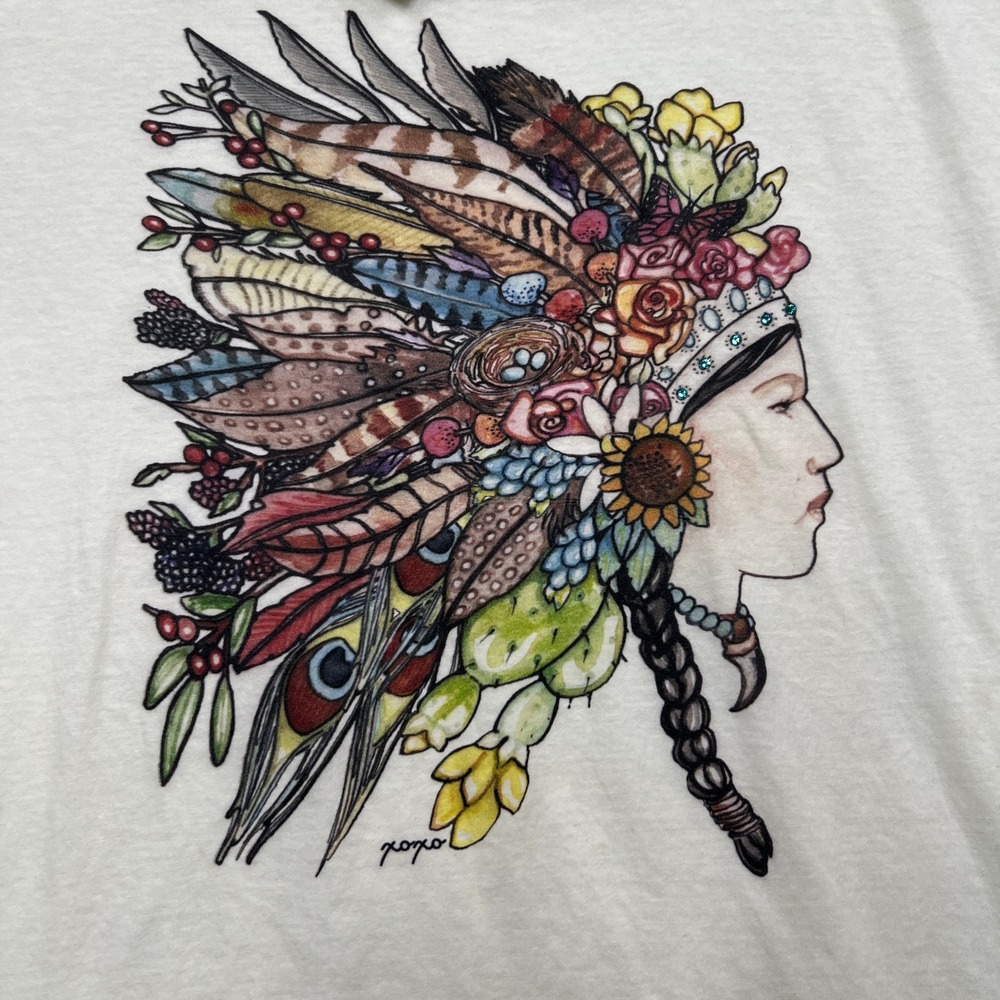 Alternative Apparel Mother Earth Rocker Tee Size M Ivory Womens Boho Graphic Top - Picture 2 of 7